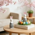 thumbnail image 7 of Kchsji Wooden Bunny Figurine, White and Black Striped Rabbit Statue Easter Decoration, Handcrafted Wood Ornament for Spring, Charming Home Decor For Table Shelf Desk Mantel Centerpiece Display, 7 of 7