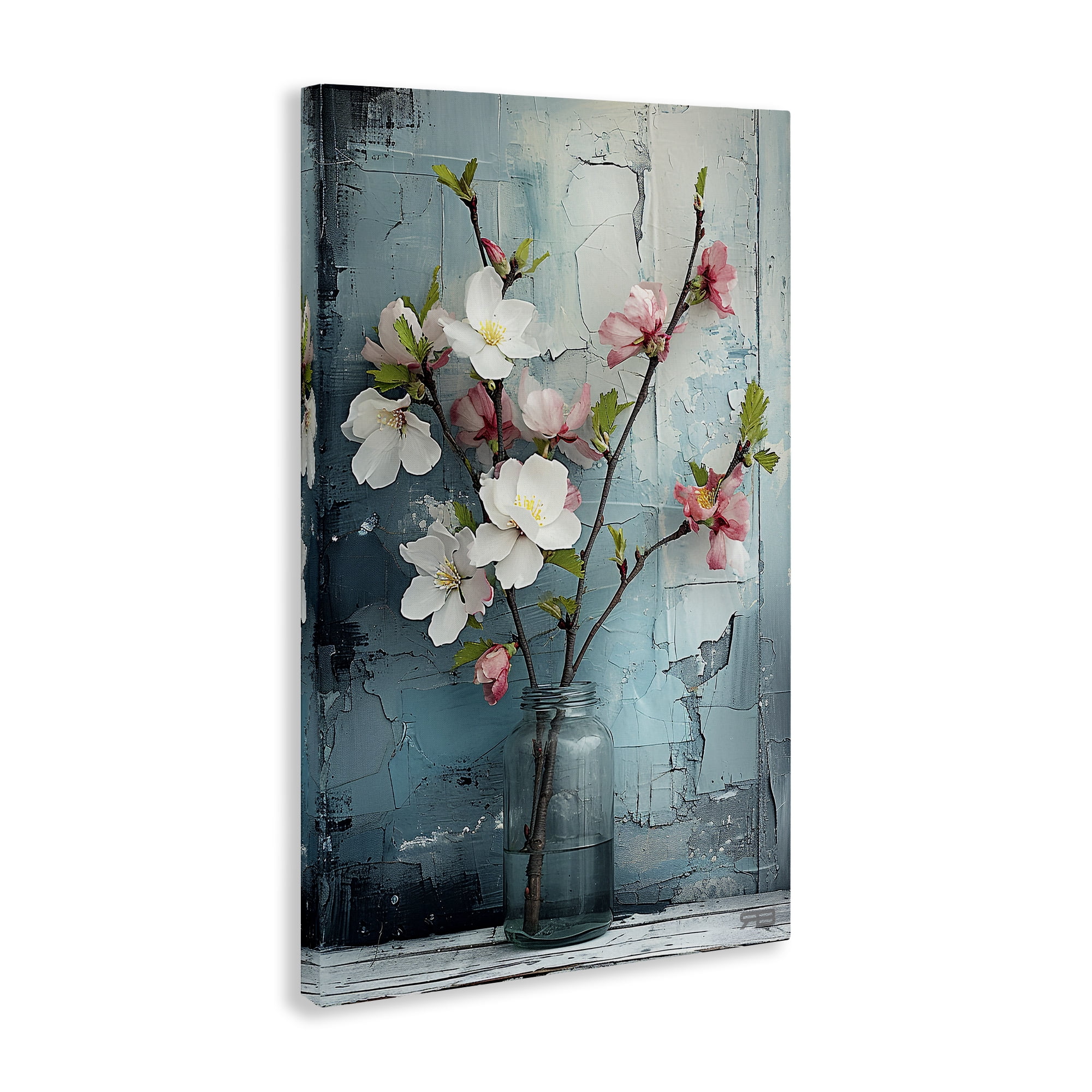 Stupell Industries Distressed Magnolia Vase Botanical & Floral Painting Gallery Wrapped Canvas Art Print Wall Art, 20 x 30