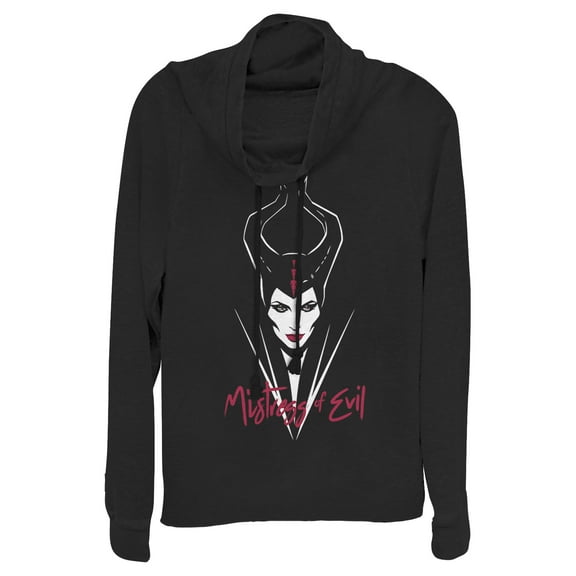 Junior's Maleficent: Mistress of All Evil Portrait  Cowl Neck Sweatshirt Black 3X Large