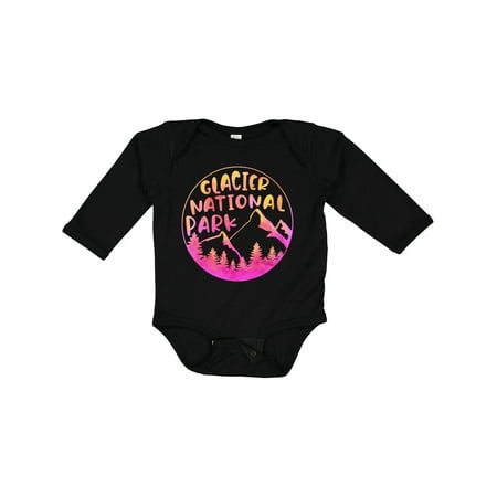 

Inktastic Glacier National Park Montana Pink Mountains Gift Baby Boy or Baby Girl Long Sleeve Bodysuit
