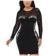 thumbnail image 1 of Birdeem Robe Mode Femme Manches Longues Diamant Col Rond Perspective Slim, 1 of 9