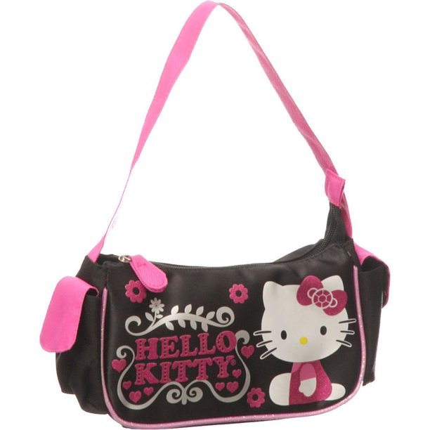 Hello Kitty Hand Bag Hello Kitty Hearts & Flowers Black New Purse