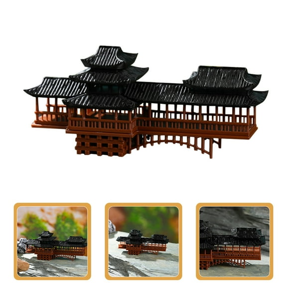 GOOHOCHY  2 Pcs Fish Tank Decoration House Miniature Chinese Garden Accessories