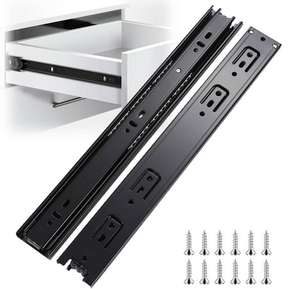16" Drawer Slides Soft Self Close with Mounting Screws, 3 fold Full Extension Ball Bearing Cabinet Drawer Glides Side Mount for Dresser, Cabinet, Kitchen 110 LB Capacity Black (Black 16in)