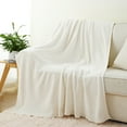 thumbnail image 4 of Cream Chenille Knit Throw Blanket,Soft Warm Ivory Throws,Lightweight Neutral Blanket,51"x 67", 4 of 9