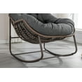 thumbnail image 2 of Ergonomic Papasan Chair, Outdoor Rattan Rocking Chair with Thick Round Cushion and Steel Frame, Egg Recliner Chairs for Front Porch, Living Room, Patio, Garden,  Grey, 2 of 7