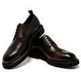 thumbnail image 5 of Santimon Coffee Dress Shoes for Men Thick Sole Wingtip Brogue Derby Shoes Cowhide Leather Formal Shoes US 10.5, 5 of 8