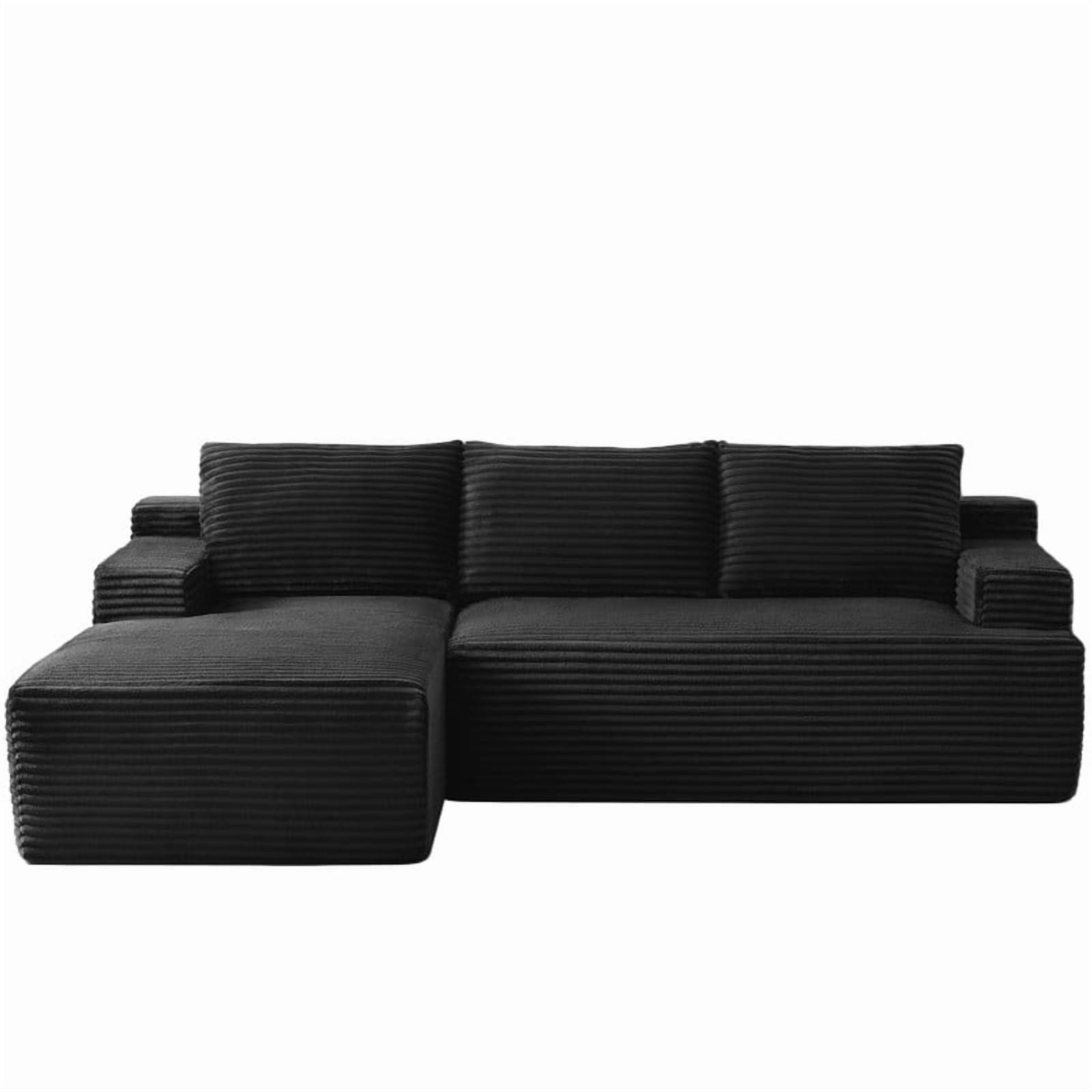 L-Shaped Modular Sectional Sofa with Chaise, Corduroy Cloud Sofa Couch with Deep Seat for Living Room Bedroom Apartment, Left Facing