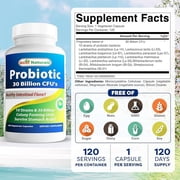 Best Naturals Probiotic 10 Strains & 30 Billion CFU Intestinal Flora 120 Vegetarian Capsules