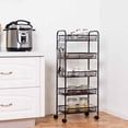 thumbnail image 3 of Topbuy 5Tier Mesh Rolling Utility Cart Storage Basket Home Kitchen w/Wheel Black, 3 of 7