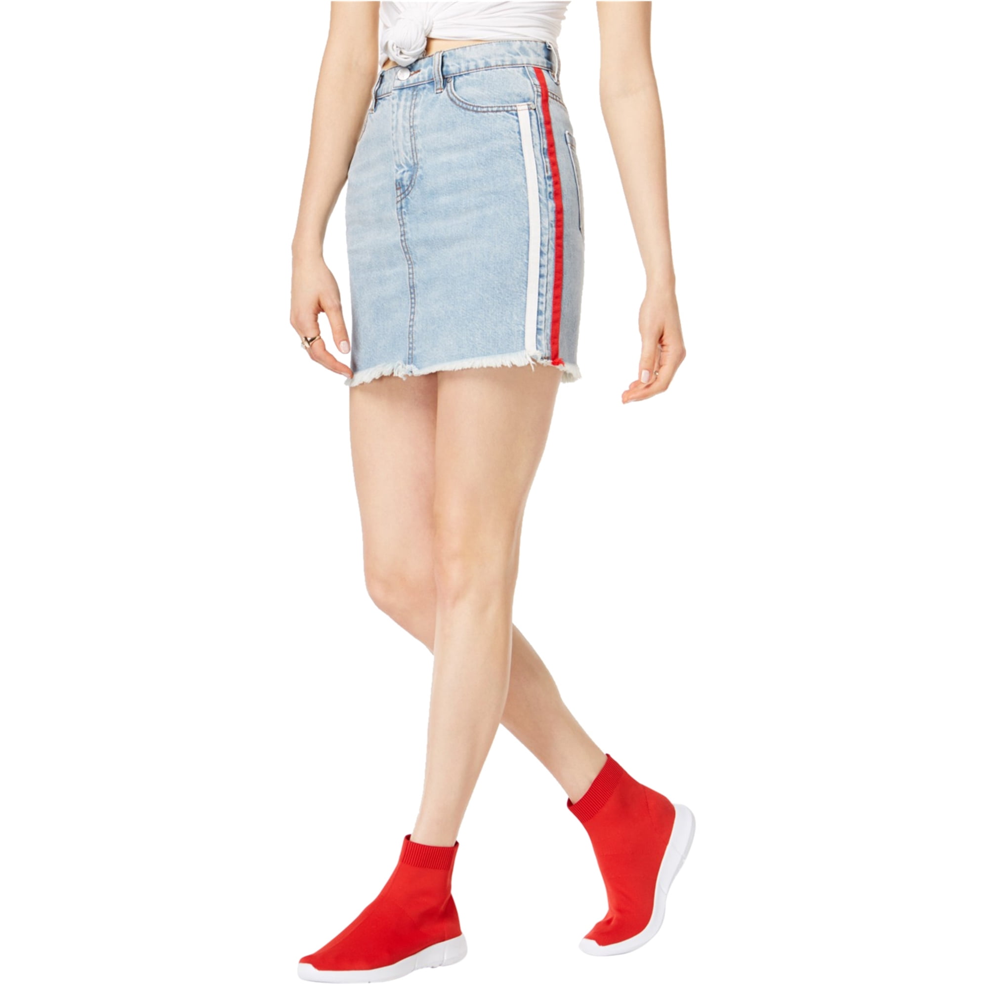 denim skirt with stripe on side