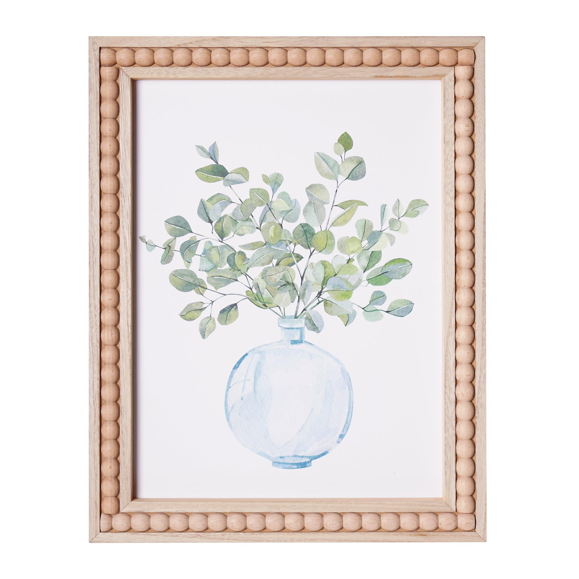 Crystal Art Gallery Farmhouse Beaded Wood Frame Botanical on White Background Wall Art 13" x 16"