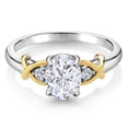 thumbnail image 4 of Gem Stone King 2 Tone 10K Yellow Gold and 925 Sterling Silver Purple Amethyst and Lab Grown Diamond Engagement Ring for Women (1.23 Cttw, Gemstone Birthstone, Available in Size 5, 6, 7, 8, 9), 4 of 7