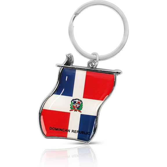 SandT Collection Stainless Steel Dominican Republic Flag Keychain