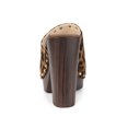 thumbnail image 2 of BLISSFUL STEP Women's Shoes Platform Chunky Heels Open Toe Rivet Faux Suede Slides Sandals Leopard 8, 2 of 7