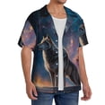 thumbnail image 2 of Pofeuu Night Sky Wolf Print Mens Casual Short Sleeve Shirts Beach Summer Spread Collar Pocket Tops Men's Casual Short-sleeved Shirt-4X-Large, 2 of 5