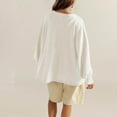 thumbnail image 3 of APEXFWDT Women's V Neck Oversized Sweatshirt Long Sleeve Pullover with Frayed Hem Casual Daily Wear,XL,White, 3 of 5