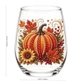 thumbnail image 3 of Fall Embroidery Print Stemless Wine Glass, Pumpkin and Fox Harvest Drinking Cup, Thanksgiving Tabletop Decor and Party Drinkware, 1 Pc, 3 of 7