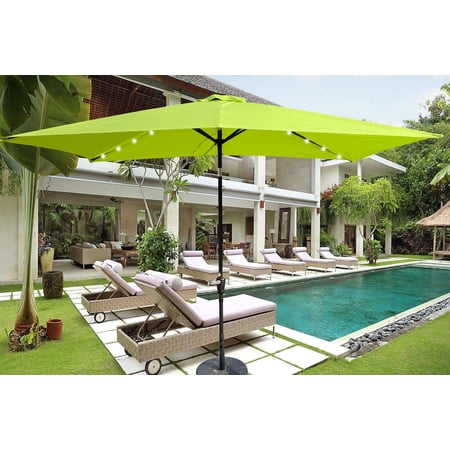 CoSoTower 10 X 6  5T Rectangular Patio Solar LED Lighted Outdoor Umbrellas With Crank And Push Button Tilt For Garden Backyard Pool Swimming Pool