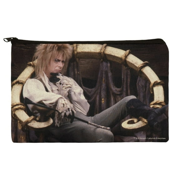 Goblin King Jareth From The Labyrinth Sitting On Throne David Bowie Makeup Cosmetic Bag Organizer Pouch