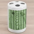 thumbnail image 1 of Wooden Print Ceramic Toothbrush Holder, Cracked Knotted Kelly Green Pine Timber Surface Rustic Pattern, Decorative Versatile Countertop for Bathroom, 4.5" X 2.7", Peacock Green Pale Green, 1 of 4