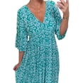 thumbnail image 2 of Vestido largo cruzado con cintura con cuello en V y estampado informal,Vestido de verano con vestido de manga 3/4,Vestido cruzado floral, 2 of 5