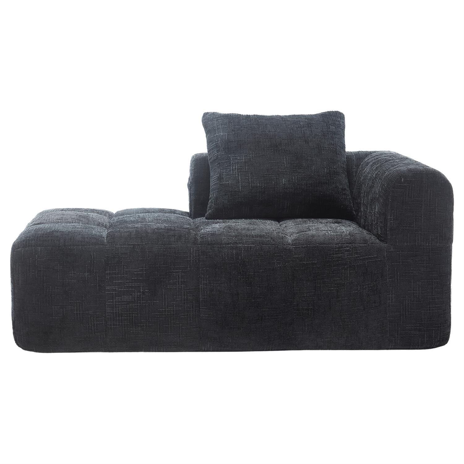 Demi Bonn 62" Plush Chenille Loveseat Sofa, Modular Sleeper for Living Room, Bedroom, Apartment Lounge, Stylish & Comfortable Couch, Black