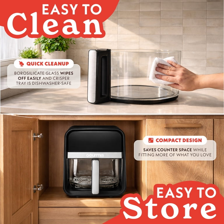 Gourmia 7-Quart Digital Air Fryer with Glass Basket and 12-One