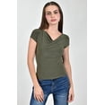 thumbnail image 1 of Blusa de escote drapeado Roman Fashion /Juvenil, 48409 (Verde militar) verde oscuro ECH, 1 of 4
