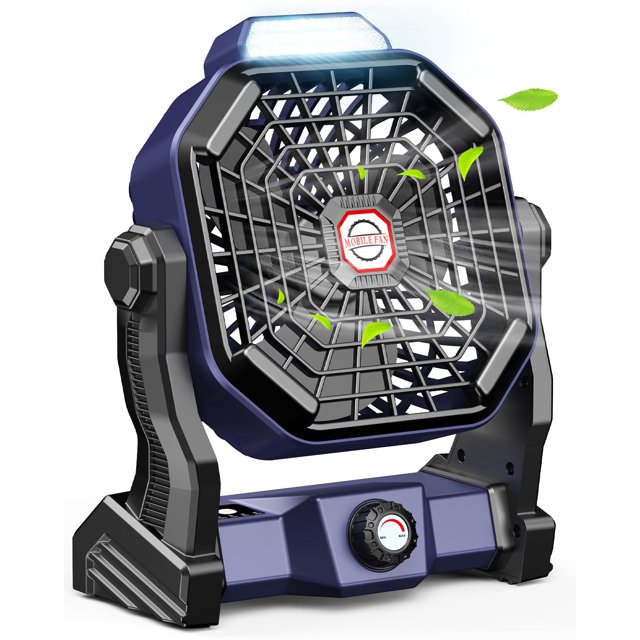 Ventilador de camping JINLICTE de 9 pulgadas con linterna LED de 2000 mAh y 500 ml