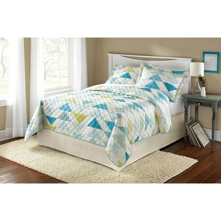 Mainstays Teal Triangle Quilt Collection