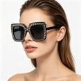 thumbnail image 4 of Rhinestone Square Sunglasses Crystal Bling Oversized Sun Glasses Uv Protection Fashion Shades For Beach Cycling Outdoor Activities(Purple-14.6Cm), 4 of 9