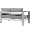 thumbnail image 3 of Silver Gray Shore Left-Arm Loveseat Outdoor Patio Aluminum Loveseat, 3 of 4