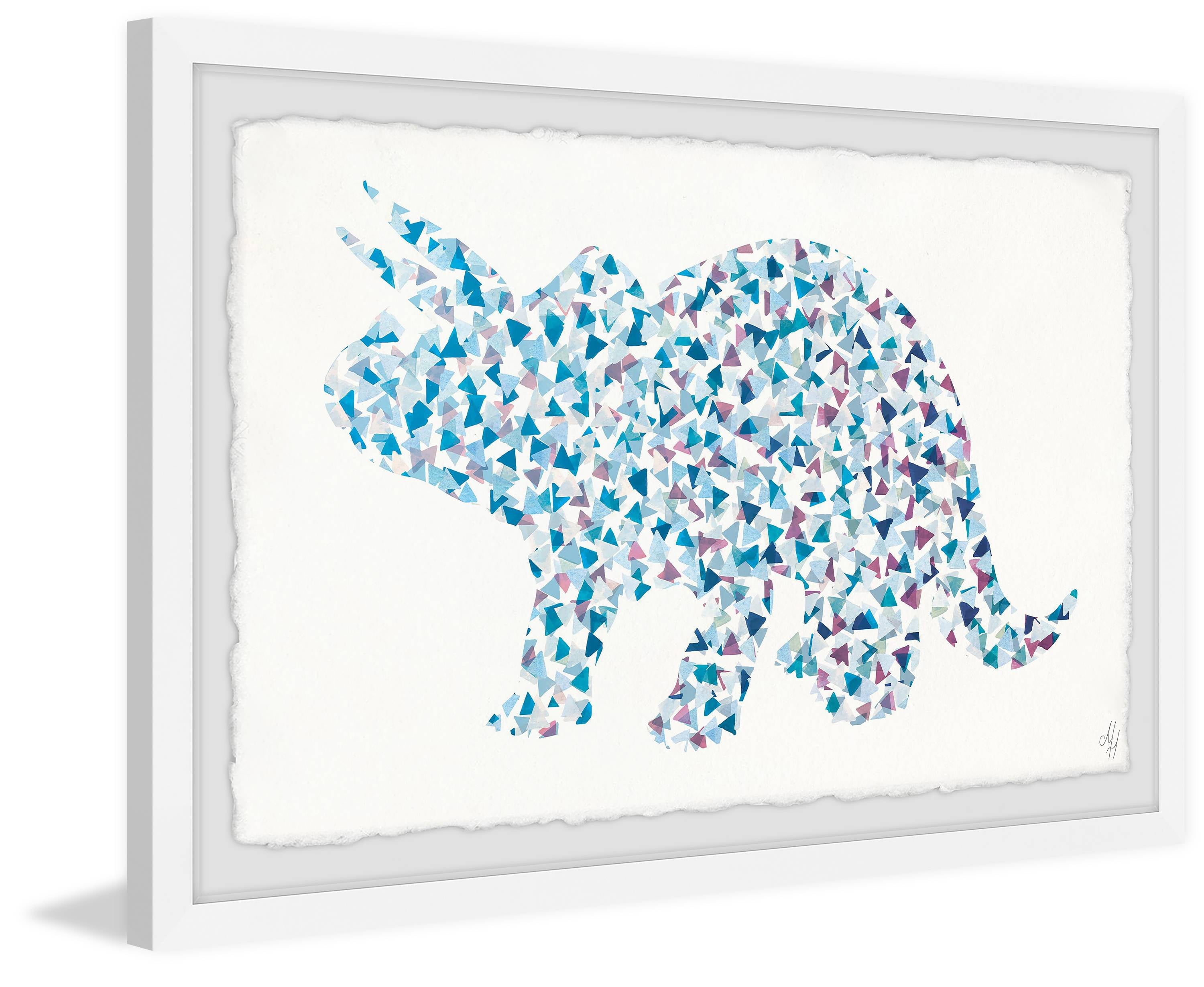 Marmont Hill Patterned Triceratops Framed Wall Art, 30.00" x 1.50"