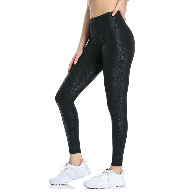 BeautyIn Women's Faux Leather Leggings Leopard Print Tummy Control Athletic Workout Yoga Pants