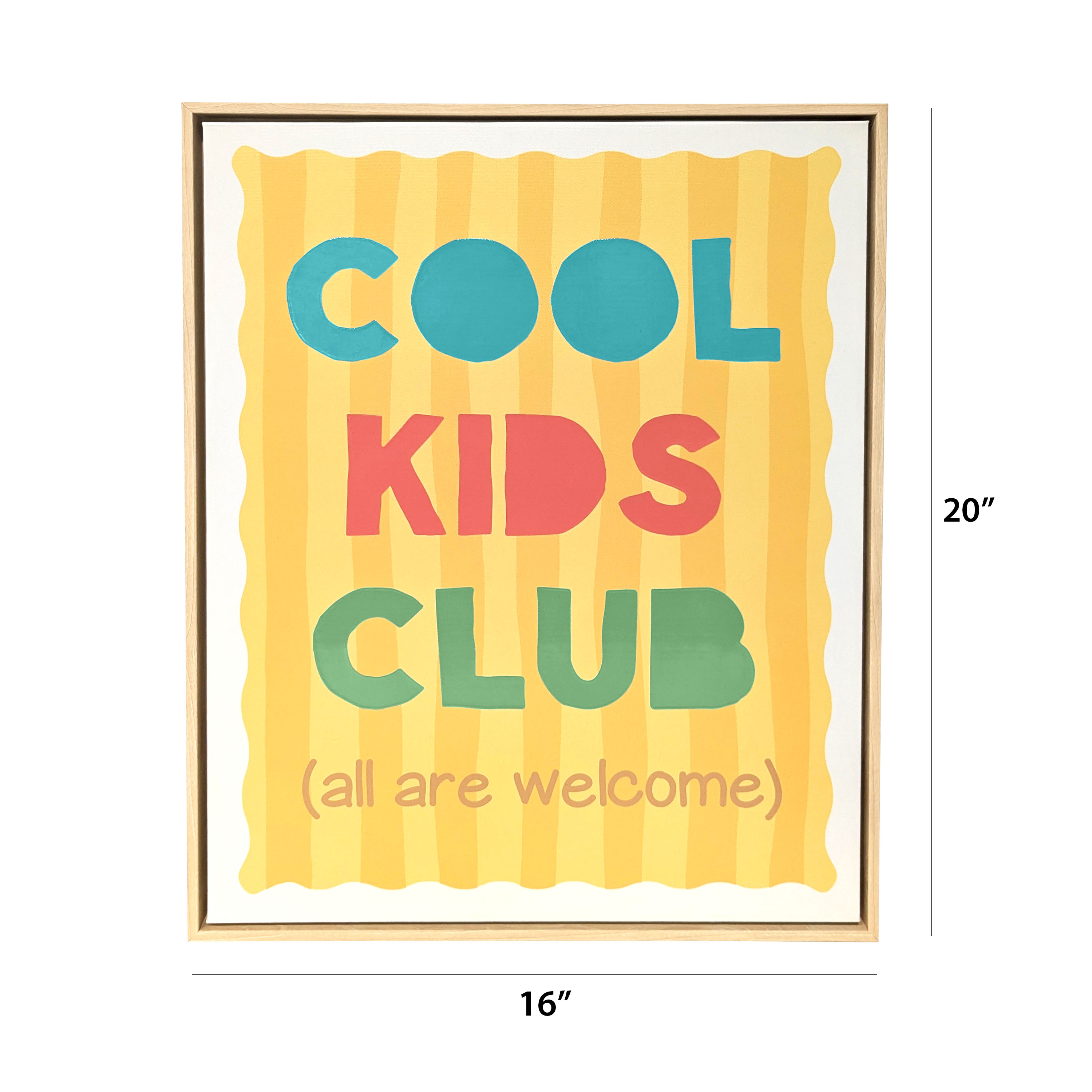 House of Happy 16x20 "Cool Kids Club" Kids 3D Printed Wall Art on Canvas