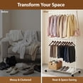 thumbnail image 6 of ACTDAYS 2-Tier Clothes Rack with Wheels, Metal Rolling Garment Rack Portable for Bedroom, Laundry, Bathroom, Home Organization, White, 6 of 9