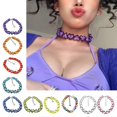 thumbnail image 3 of Lindo collar de cuentas acrílicas Y2k, gargantilla para el día de San Valentín, joyería llamativa, azul, código de producto 48235 Azul, 3 of 4