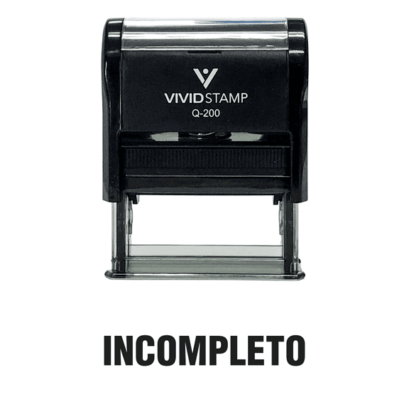 Vivid Stamp Incompleto Spanish Teacher Self Inking Rubber Stamp (Black Ink) - Medium