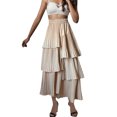 thumbnail image 4 of EDFBUYKRS Female Skirts Plus Size Skirts for Women 3X-4X Long Women's High Waisted A Line Skirt with Layered Design and Mid Length Solid Color Irregular Hem Skirt, 4 of 6