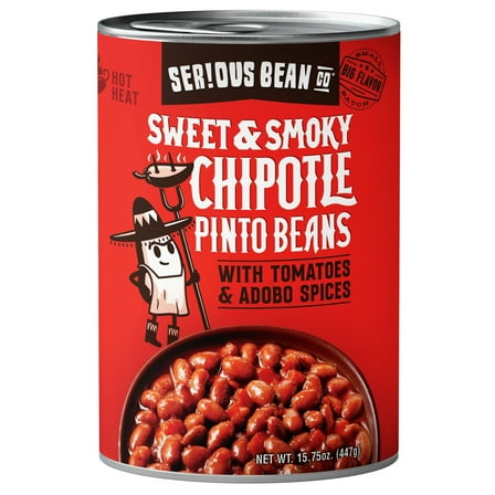 SERIOUS Bean Co Sweet & Smoky Chipotle Pinto Beans, 15.75 Oz Can