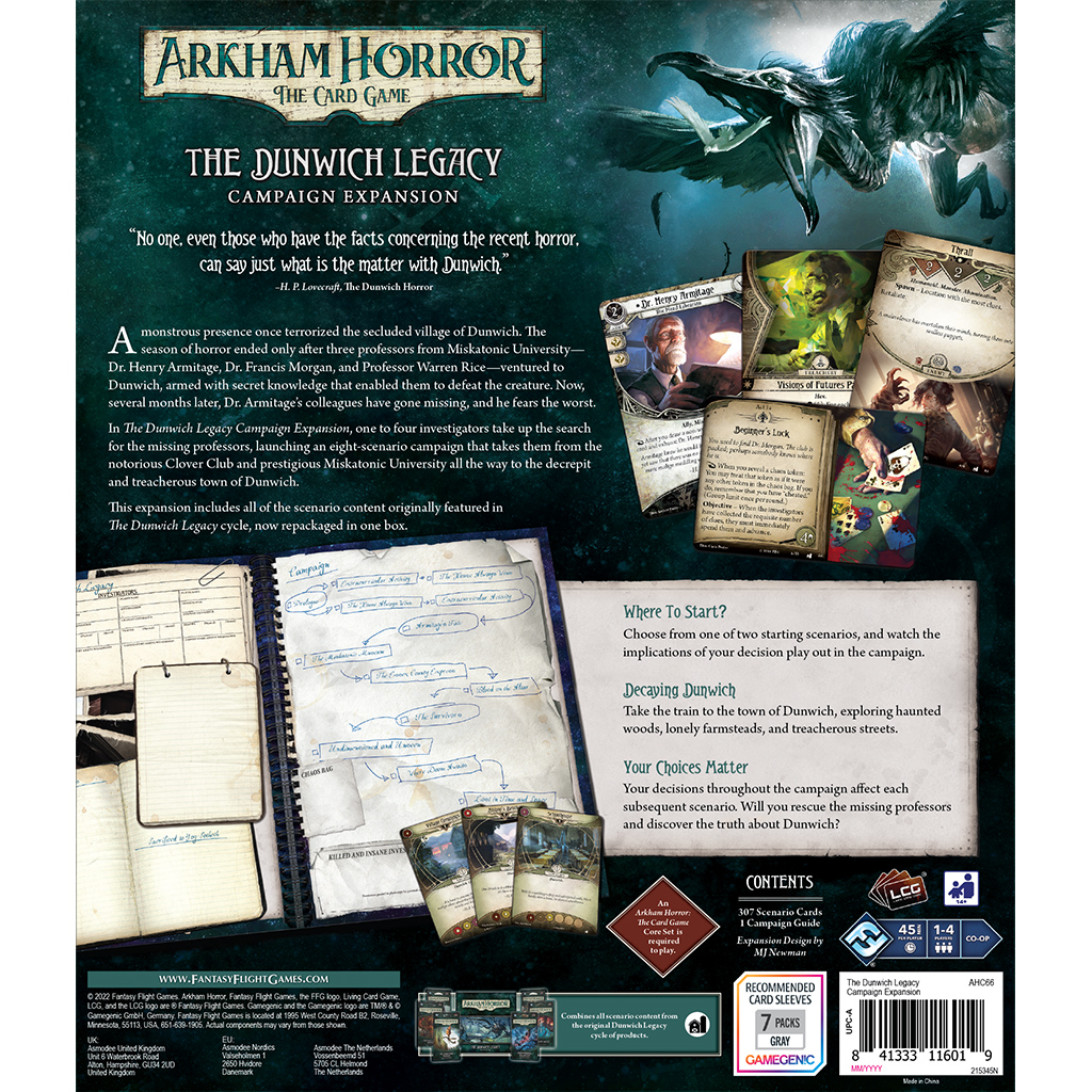 arkham horror the card game the dunwich legacy expansion Return to the Dunwich Legacy - Arkham Horror: The Card Game (NEW
