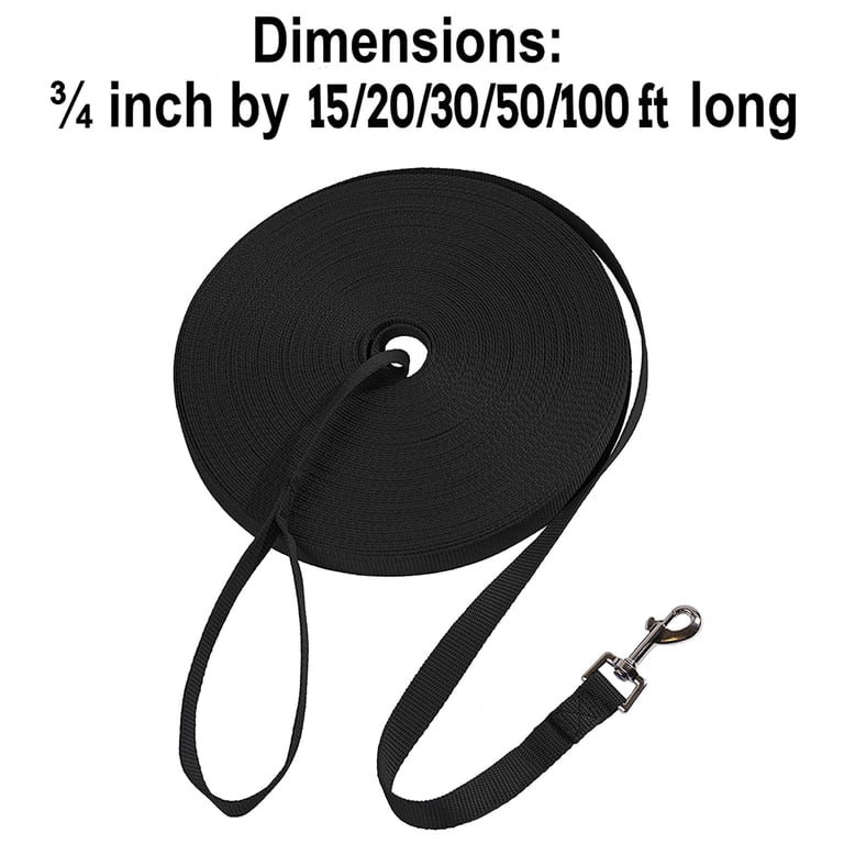 PETGOGO Long Dog Leash For Training - 15ft To 50ft Nylon Lead For Recall, Camping, And Backyard Play (30 FT, Black)