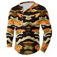 thumbnail image 2 of Dagegui Men's Camo Long Sleeve Henley Shirts Camouflage Crewneck Buttons Shirt Big and Tall Slim Fit Athletic Tees Fall Outdoor Hiking Camping Tops Today Clearance Yellow XL, 2 of 4