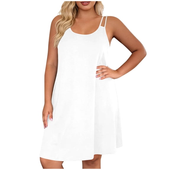 zbxnLI Nightgowns for Women Spaghetti Strap Sleeveless Sleep Dress Summer Casual Loose Flowy Sleepwear Pajamas