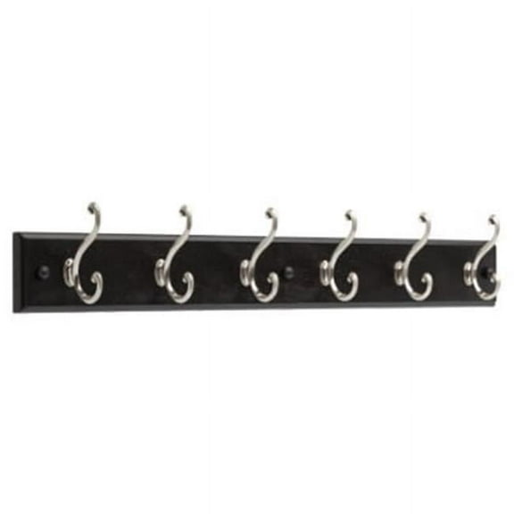 Liberty Hardware 139640 27 in. Black 6 Scroll Satin Nickel Hook Rail