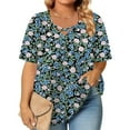 thumbnail image 2 of Perfectbot Women Blouses Short Sleeve V Neck Print Plus Size Summer Loose Casual Shirts Size XL-5XL, 2 of 6