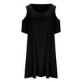 thumbnail image 1 of Yuyuzo Robes pour Femmes Grande Taille à Épaules Dénudées à Manches Courtes Col Ras du Cou Robe Mini Robe T-Shirt Décontractée avec Poches, 1 of 5