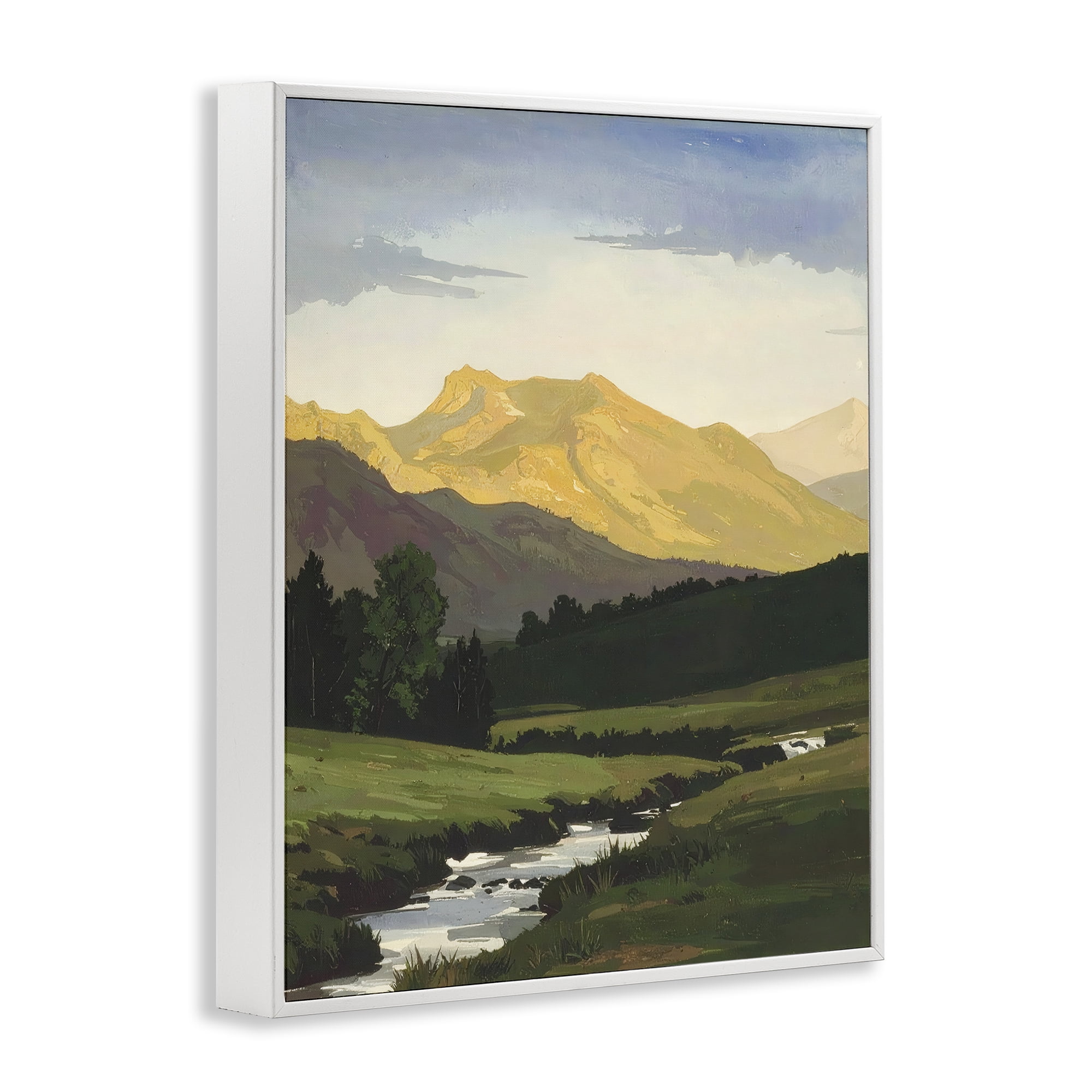 Stupell Industries Mountain Across The Valley White Framed Giclee Art, design by Alonza Saunders