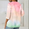 thumbnail image 4 of HADST Women's Summer Tops - Summer Tie Dye Button V Neck 3/4 Sleeves Tops Cotton Tops for Women, 4 of 6